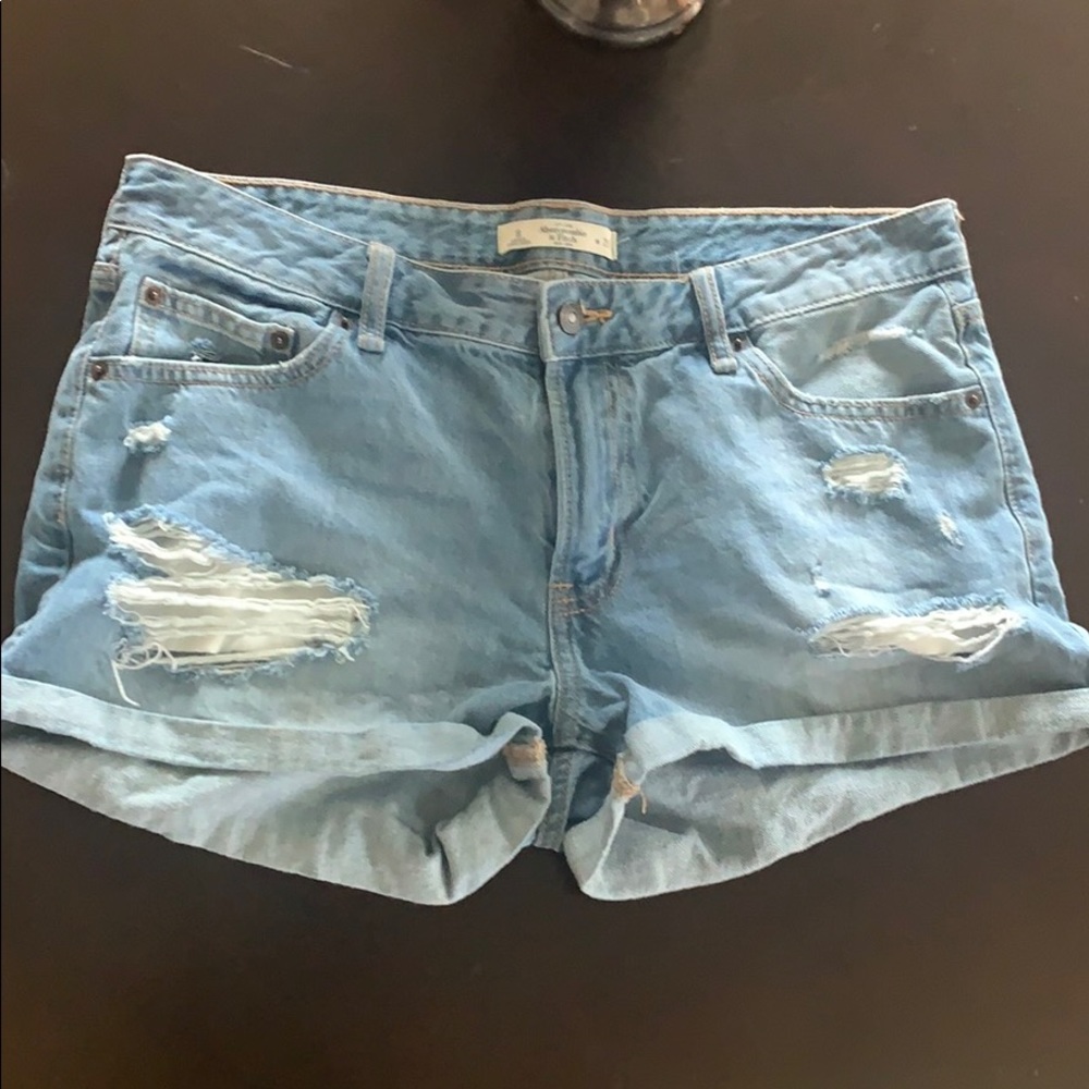Abercrombie Distressed Light Wash Jean Shorts